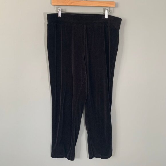 Talbots black pull on elastic waist straight leg casual career stretch pants - Picture 1 of 9